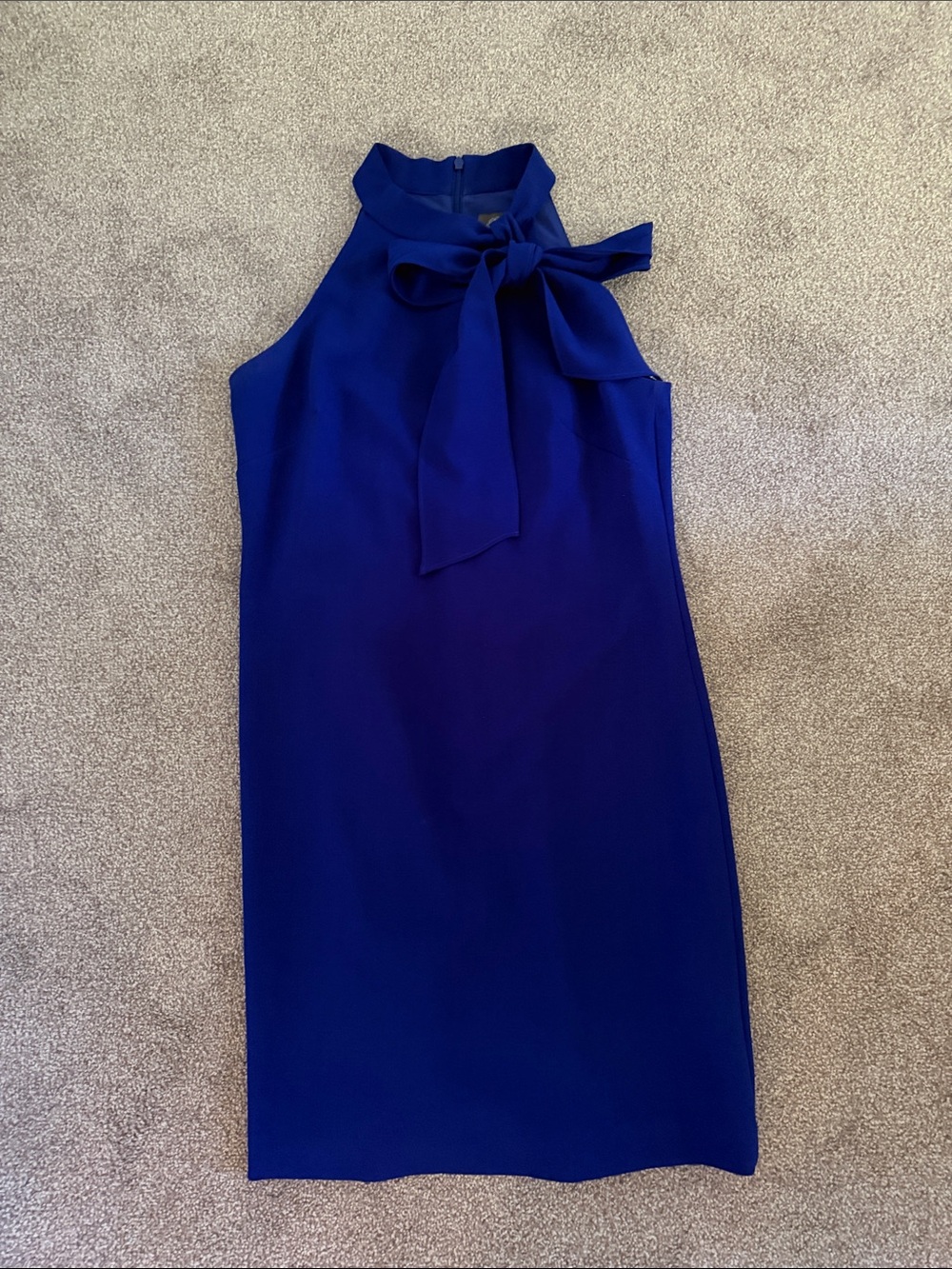 Sleeveless Bow-Neck Sheath Dress in Royal Blue
